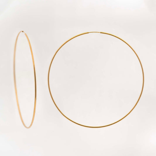 14k Yellow Gold 55mm 1mm Endless Hoop Earring