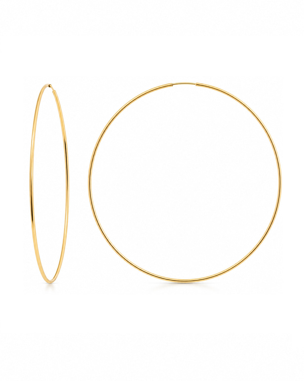 14k Yellow Gold 60mm 1mm Endless Hoop Earring