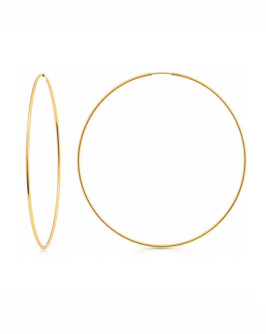 14k Yellow Gold 60mm 1mm Endless Hoop Earring