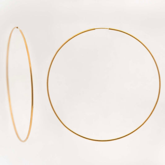 14k Yellow Gold 60mm 1mm Endless Hoop Earring