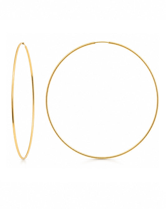 14k Yellow Gold 70mm 1mm Endless Hoop Earring