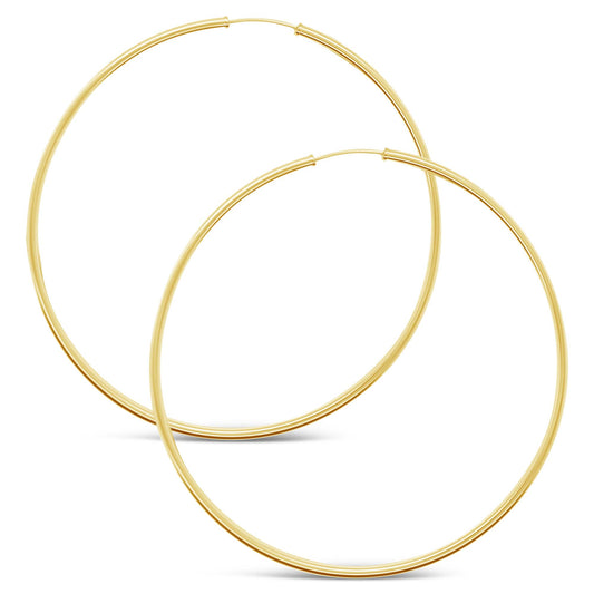 14k Yellow Gold 70mm 2mm Endless Hoop Earring