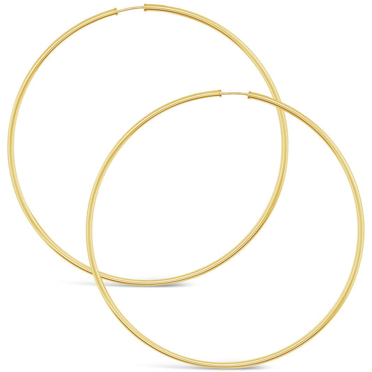 14k Yellow Gold 80mm 2mm Endless Hoop Earring