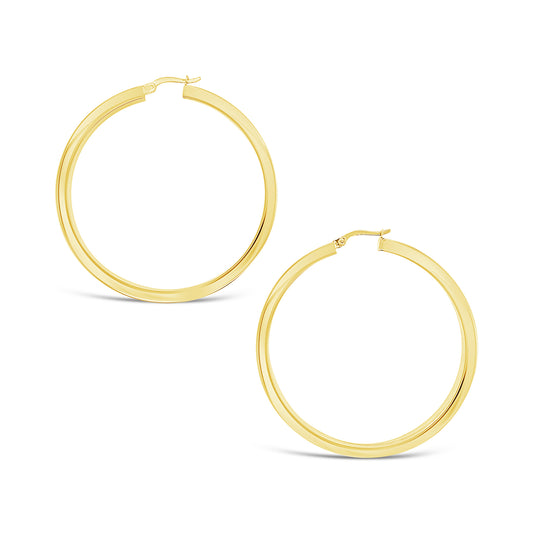 14k Yellow Gold 40 mm Round Squared Tube Hoop Earring
