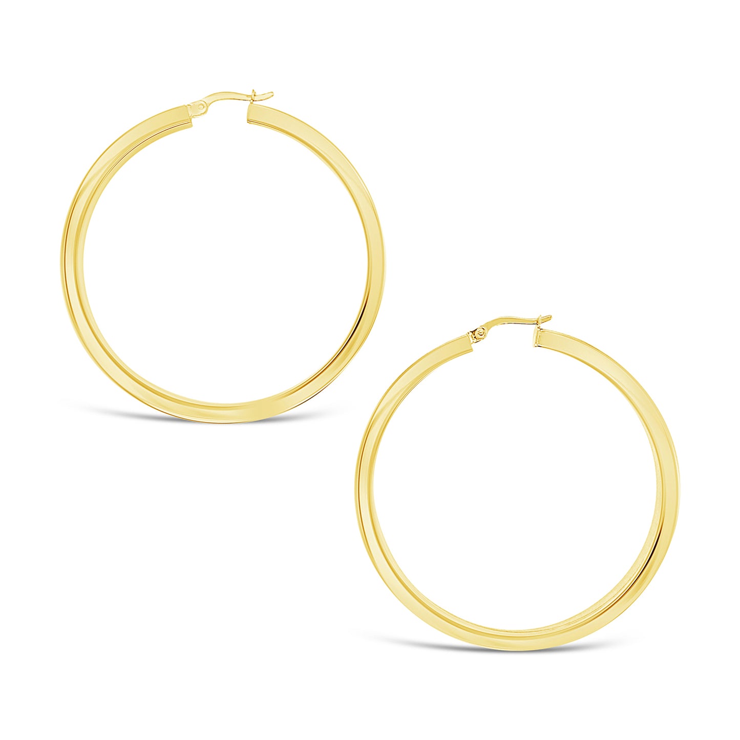 14k Yellow Gold 50 mm Round Squared Tube Hoop Earring