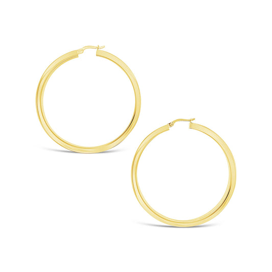 14k Yellow Gold Round Squared Tube Hoop Earring