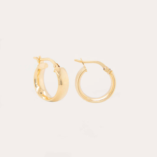 14k Yellow Gold Small Thick Hoop Earring