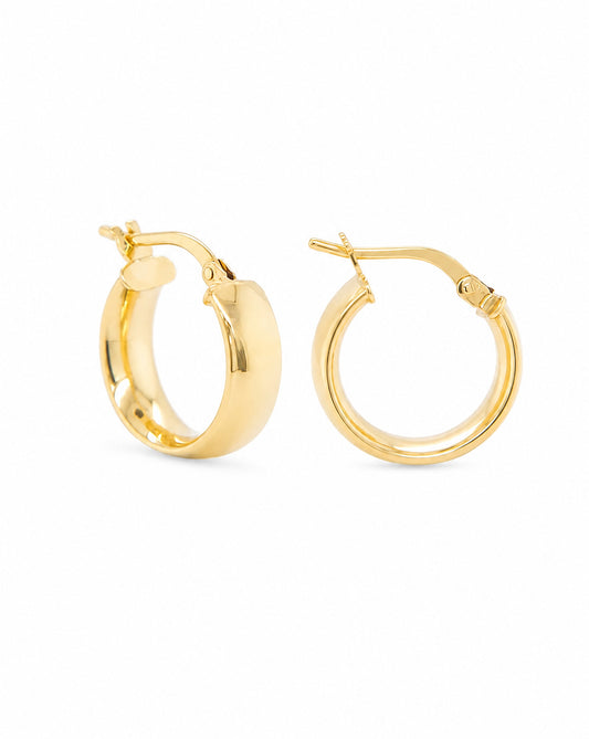 14k Yellow Gold Small Thick Hoop Earring