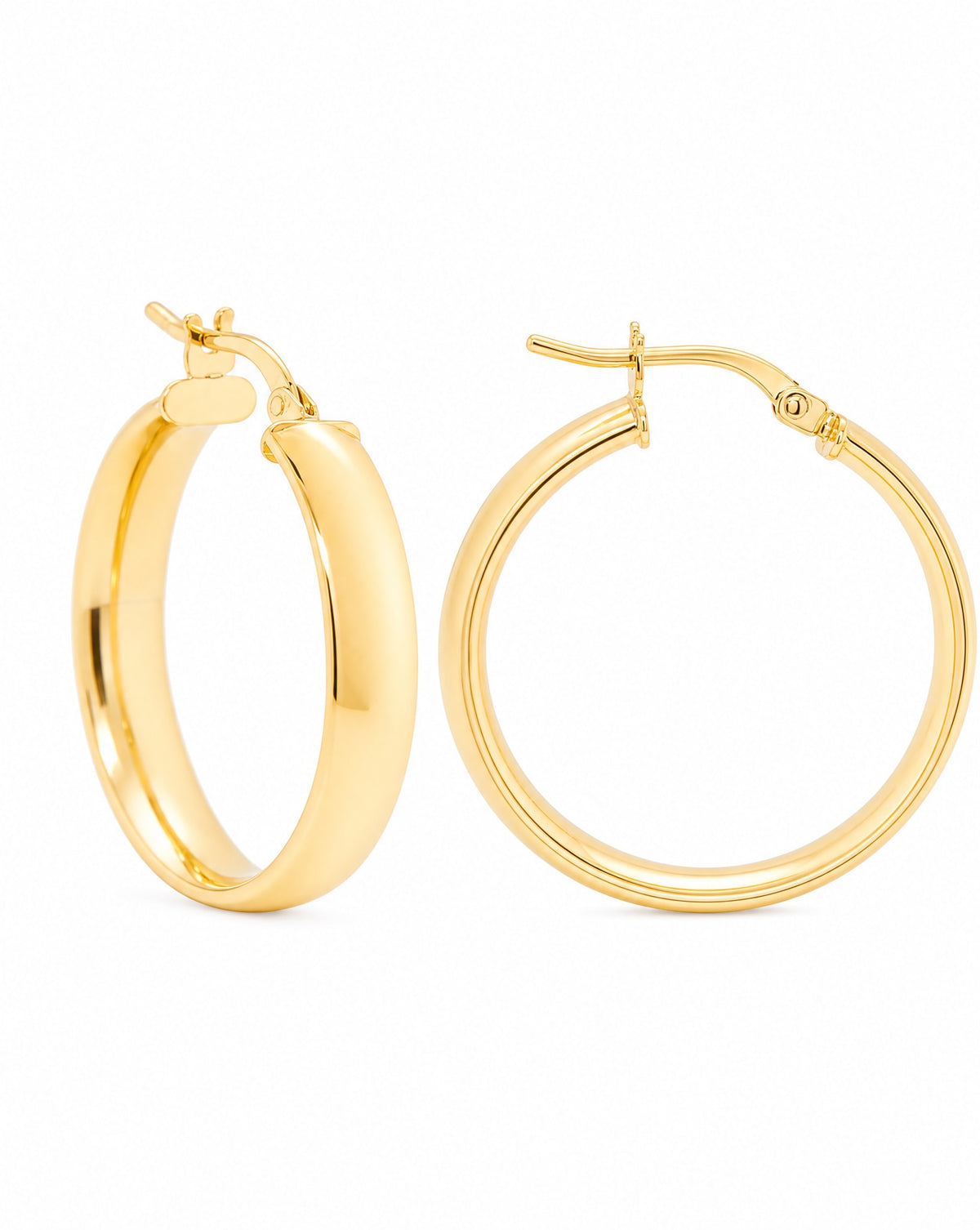 14k Yellow Gold Large Thick Hoop Earring