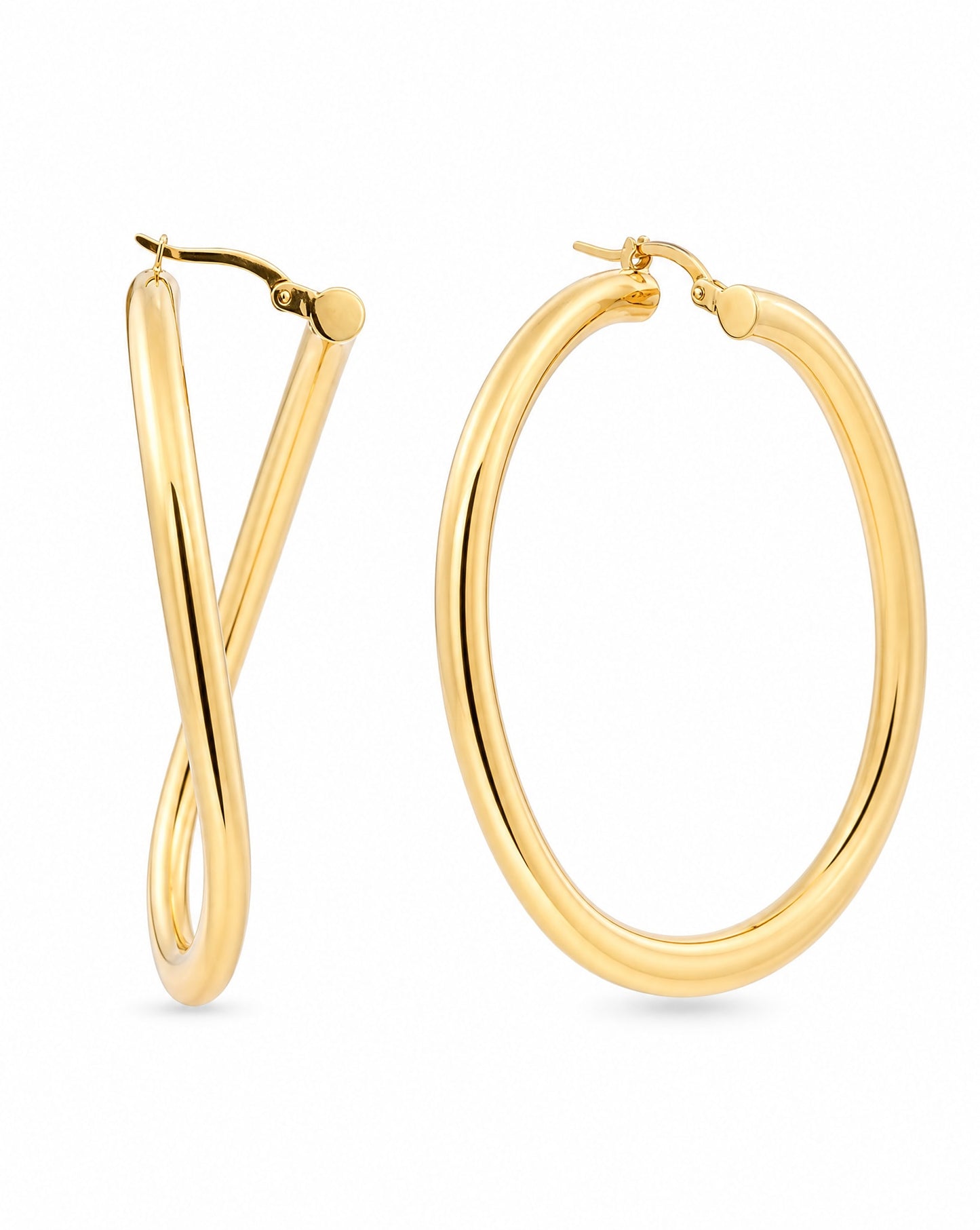 14K Yellow Gold Infinity Twist Hoop Earrings