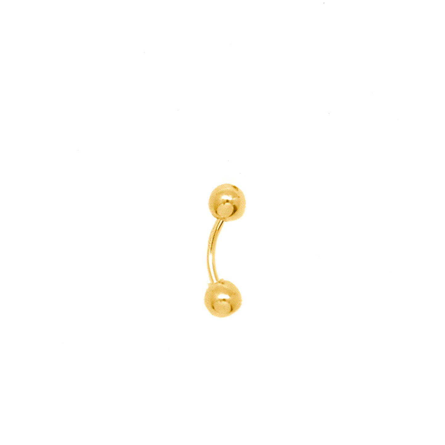 14K Yellow Gold Curved Eyebrow Barbell with Ball Ends