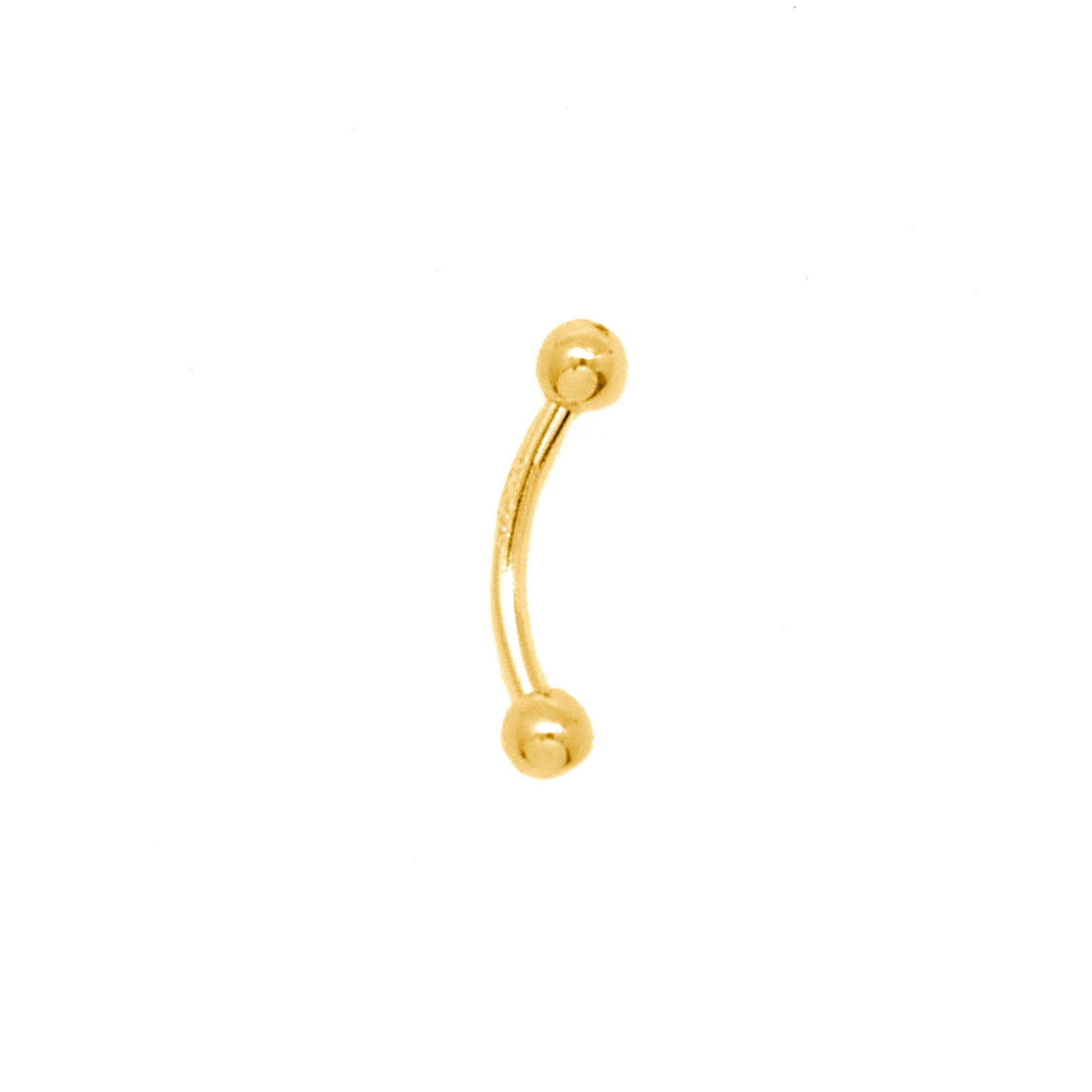 14K Yellow Gold Long Curved Eyebrow Barbell with Ball Ends