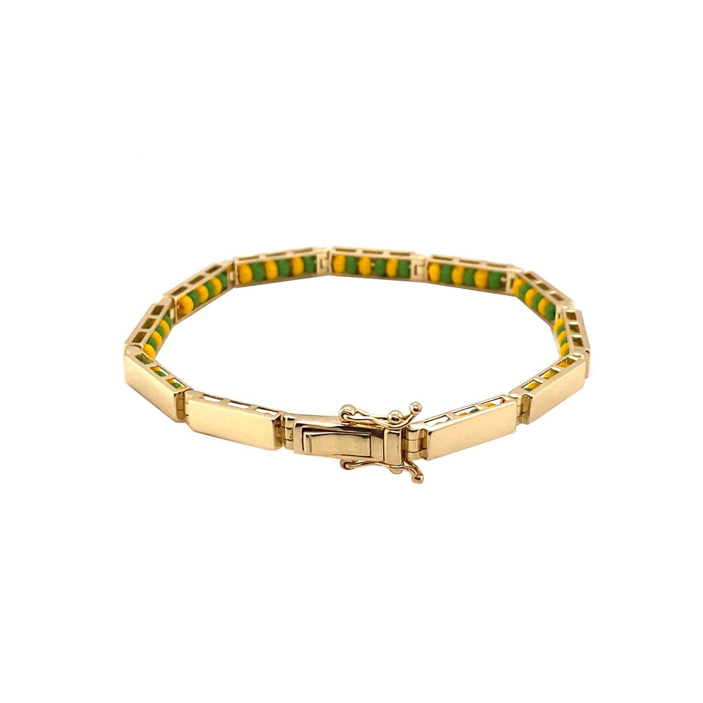 14k Yellow Gold Yellow and Green Beads Ilde Bracelet
