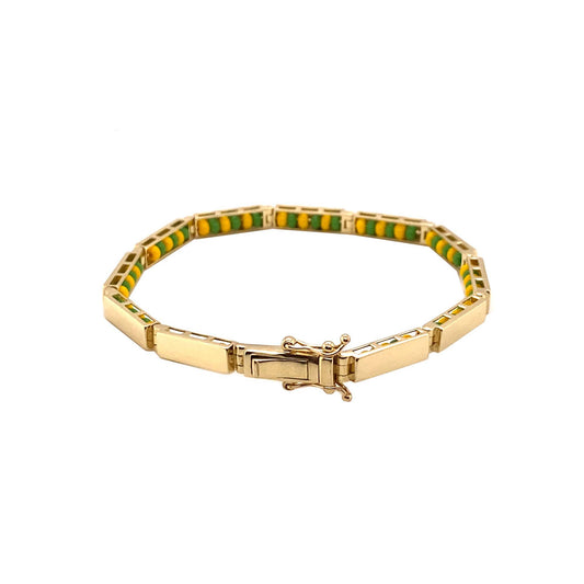 14k Yellow Gold Yellow and Green Beads Ilde Bracelet