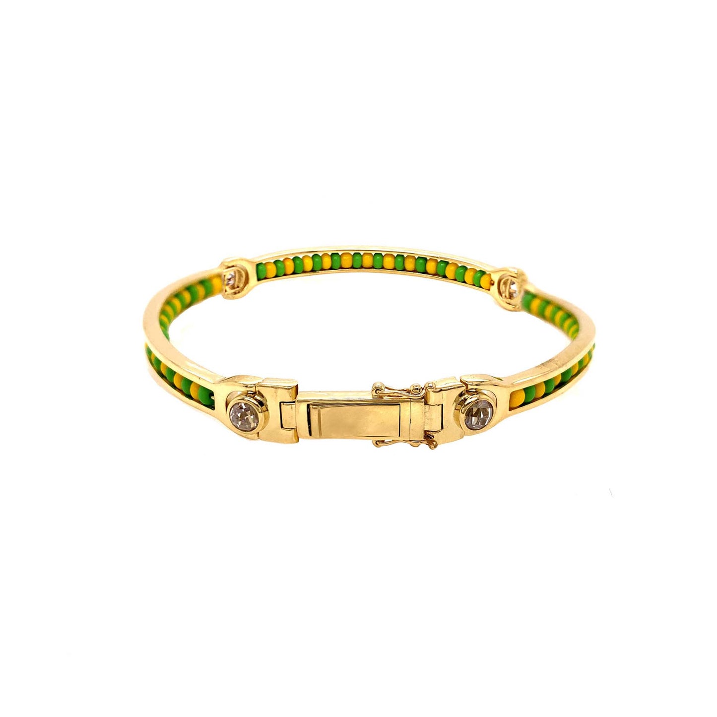 14k Yellow Gold Yellow and Green Beads CZ Ilde Bracelet