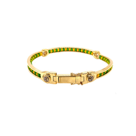 14k Yellow Gold Yellow and Green Beads CZ Ilde Bracelet