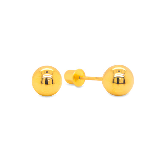14K Yellow Gold 4mm Plain Ball Screwback Earrings