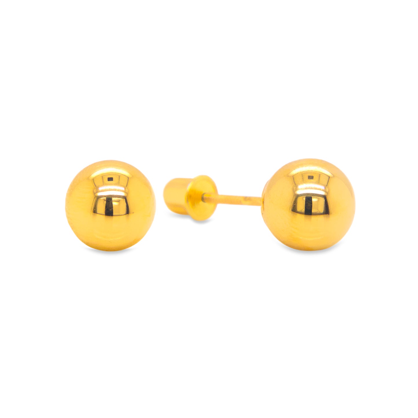 14K Yellow Gold 5mm Plain Ball Screwback Earrings