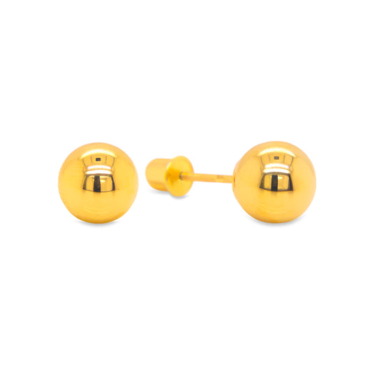 14K Yellow Gold 5mm Plain Ball Screwback Earrings