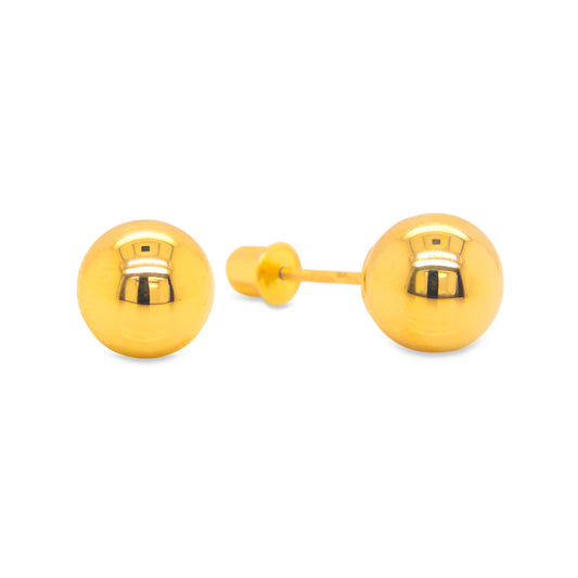 14K Yellow Gold 6mm Plain Ball Screwback Earrings