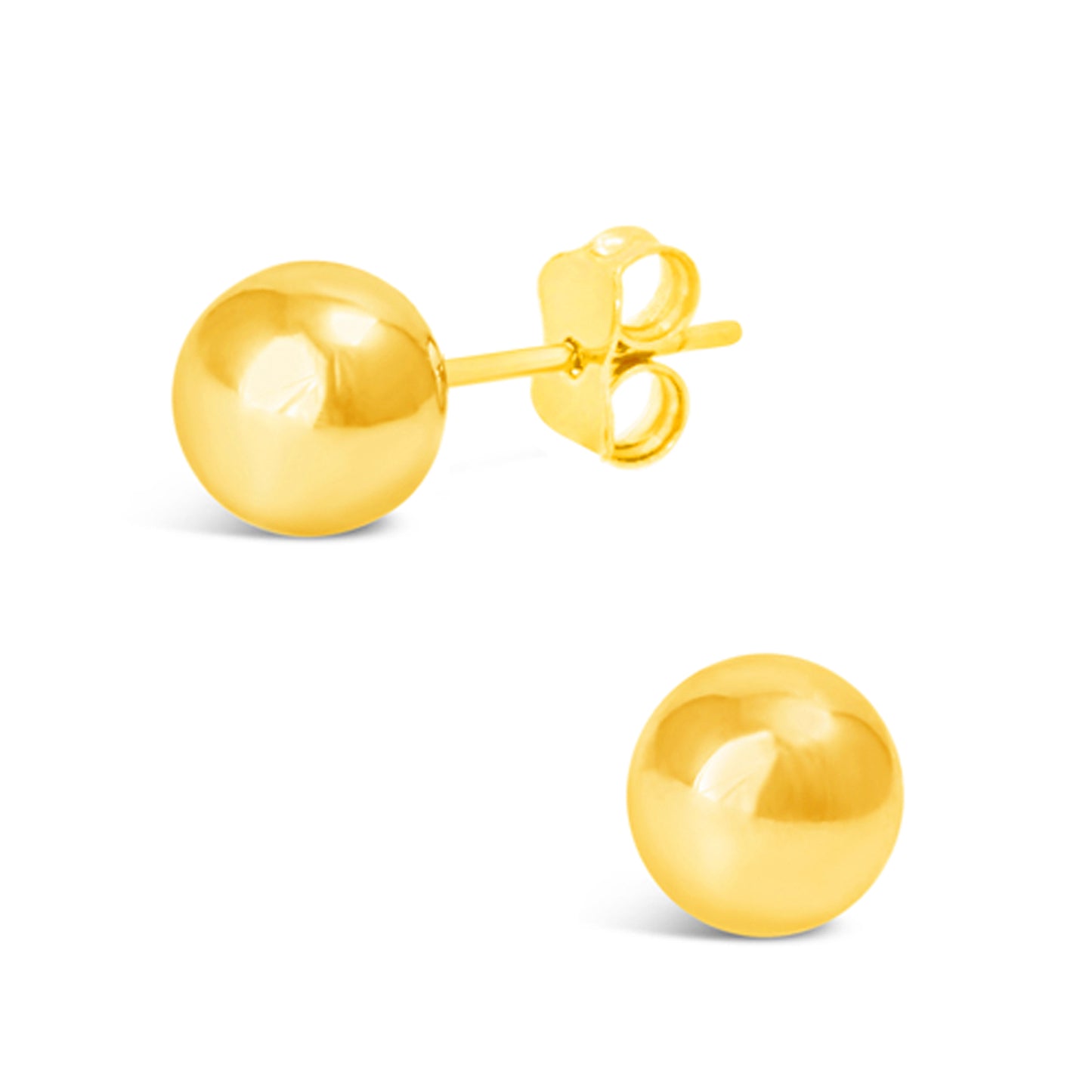 14K Yellow Gold 9mm Plain Ball Pushback Earrings