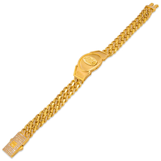 14k Yellow Gold Guadalupe Virgin Monaco Men's Bracelet