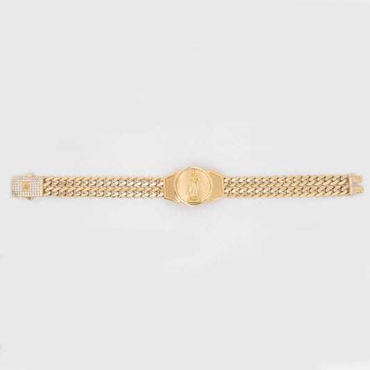 14k Yellow Gold Caridad Virgin Monaco Men's Bracelet