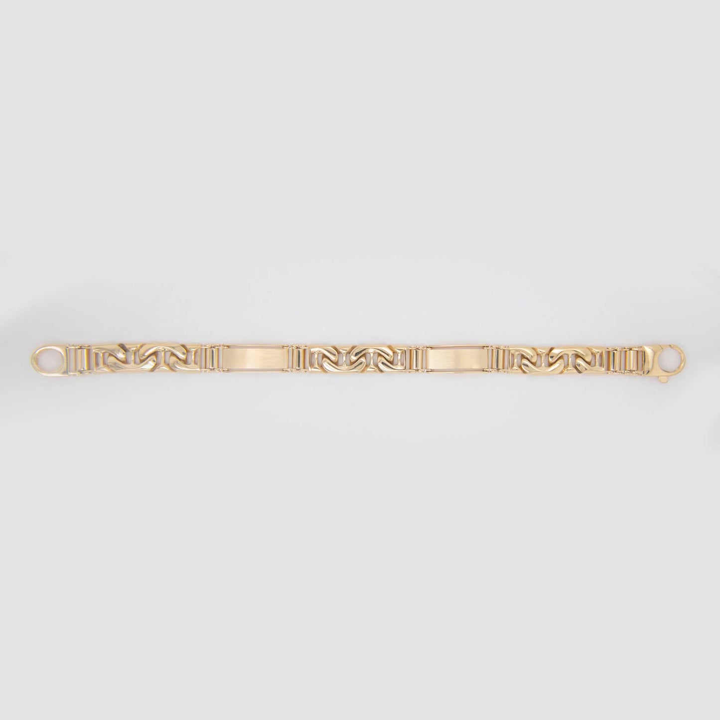 14k Yellow Gold Plain Dual Pattern Men's Bracelet