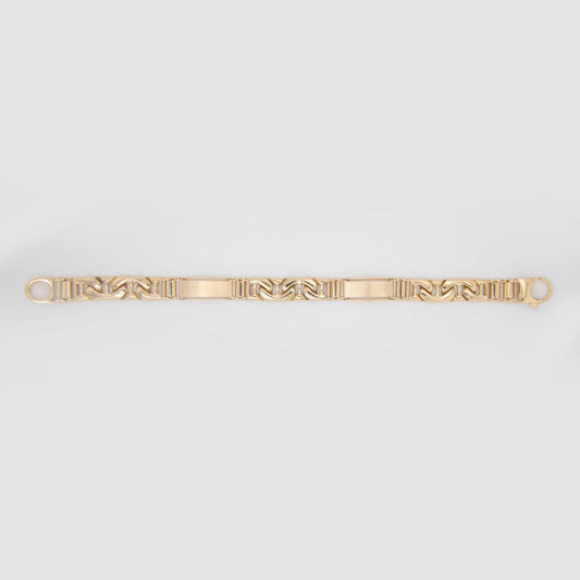 14k Yellow Gold Plain Dual Pattern Men's Bracelet