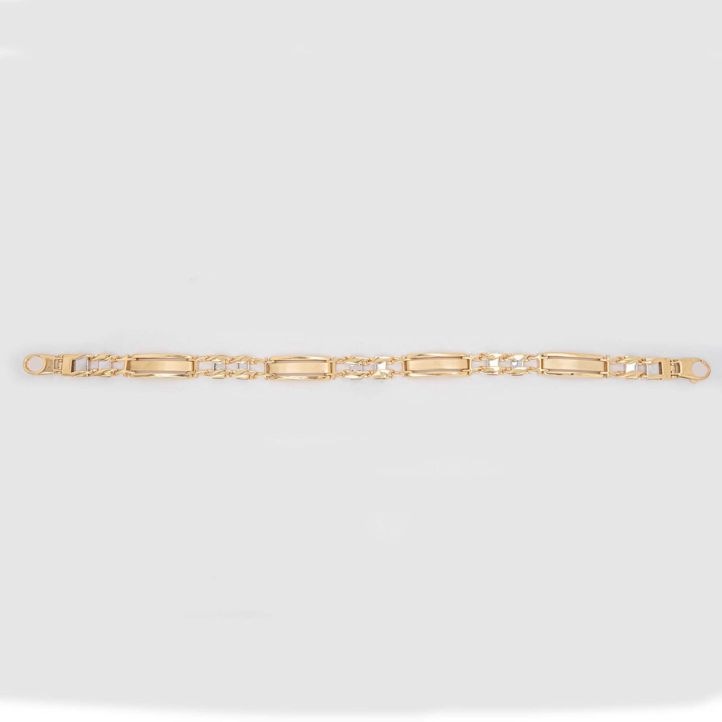 14k Yellow Gold Thick Bar Station Men's Bracelet