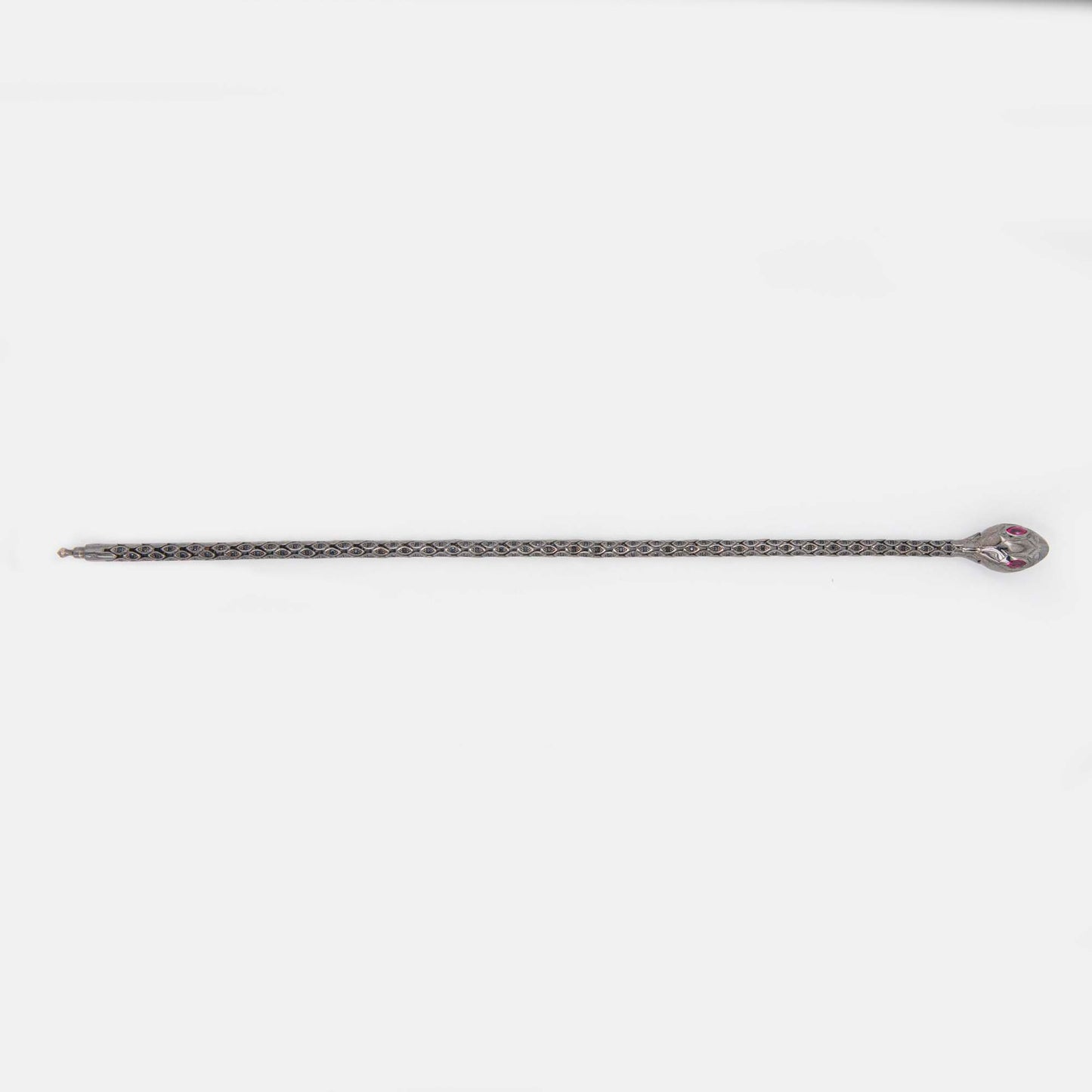 14k Black Gold CZ Red Eyes Snake Men's Bracelet