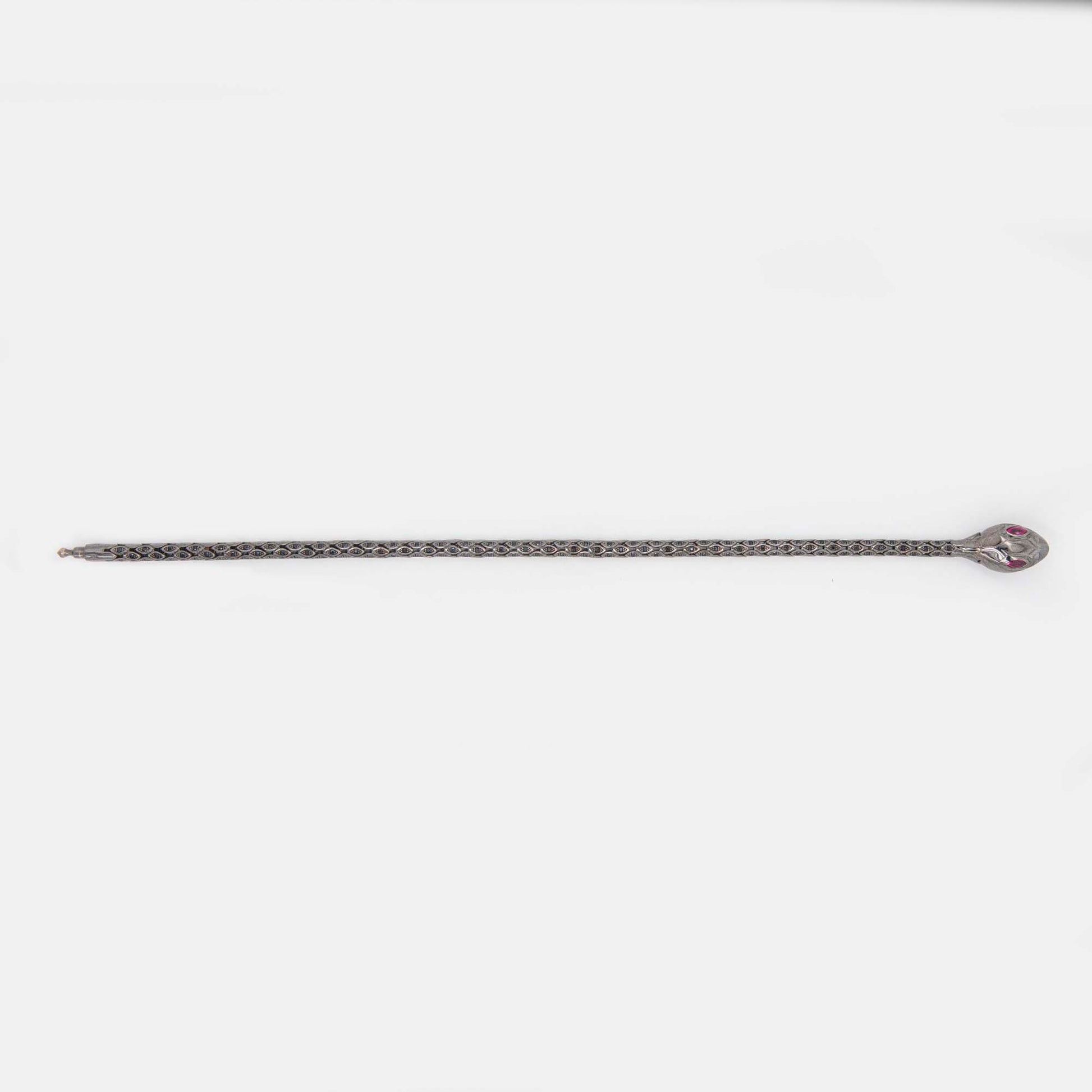 14k Black Gold CZ Red Eyes Snake Men's Bracelet