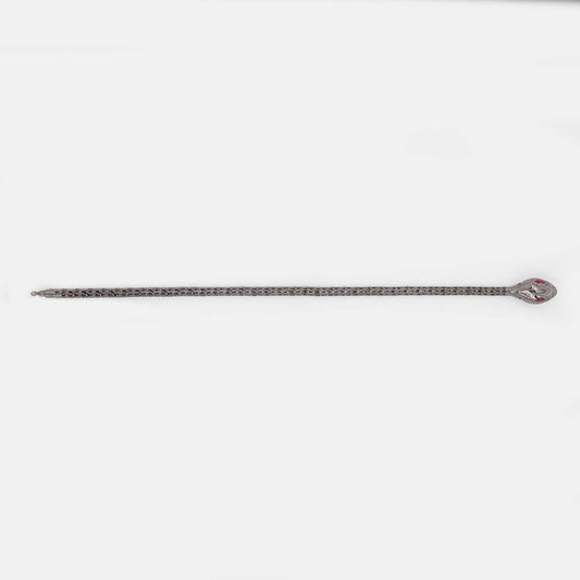 14k Black Gold CZ Red Eyes Snake Men's Bracelet