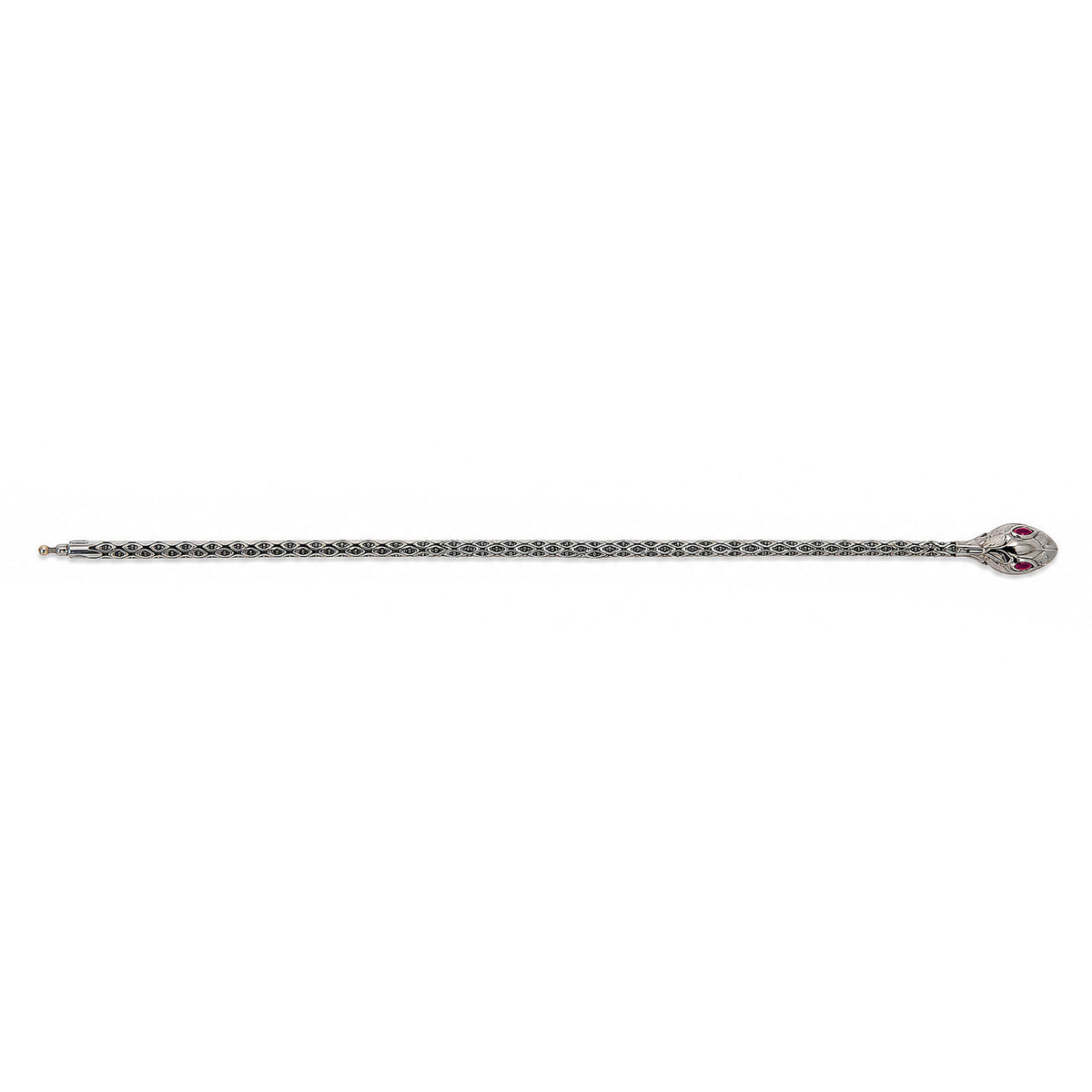 14k Black Gold CZ Red Eyes Snake Men's Bracelet