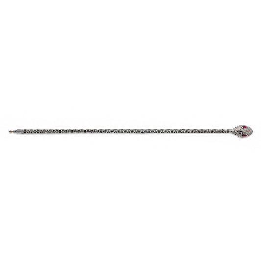 14k Black Gold CZ Red Eyes Snake Men's Bracelet