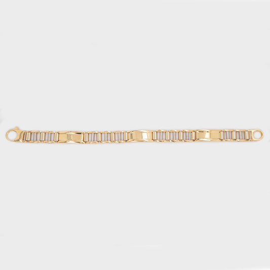 14k 2 Tones Gold Bars Men's Bracelet