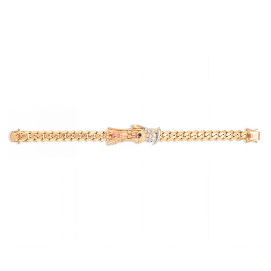 14k Tri Color Gold 8mm 8in Santa Muerte Men's Bracelet