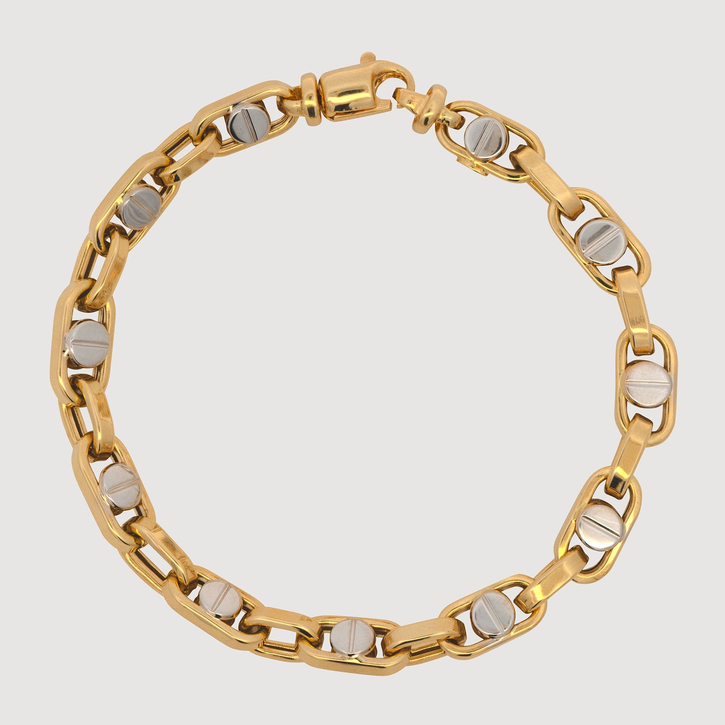 14k 2 Tones Gold Nail Design Bracelet