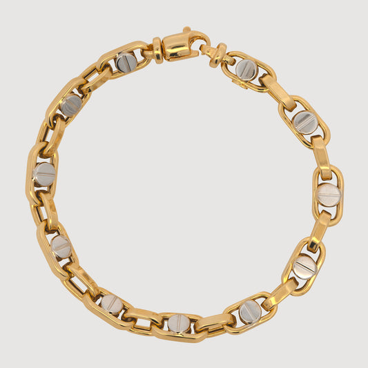 14k 2 Tones Gold Nail Design Bracelet