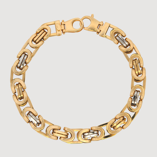 14k 2 Tones Gold Oval Design Bracelet