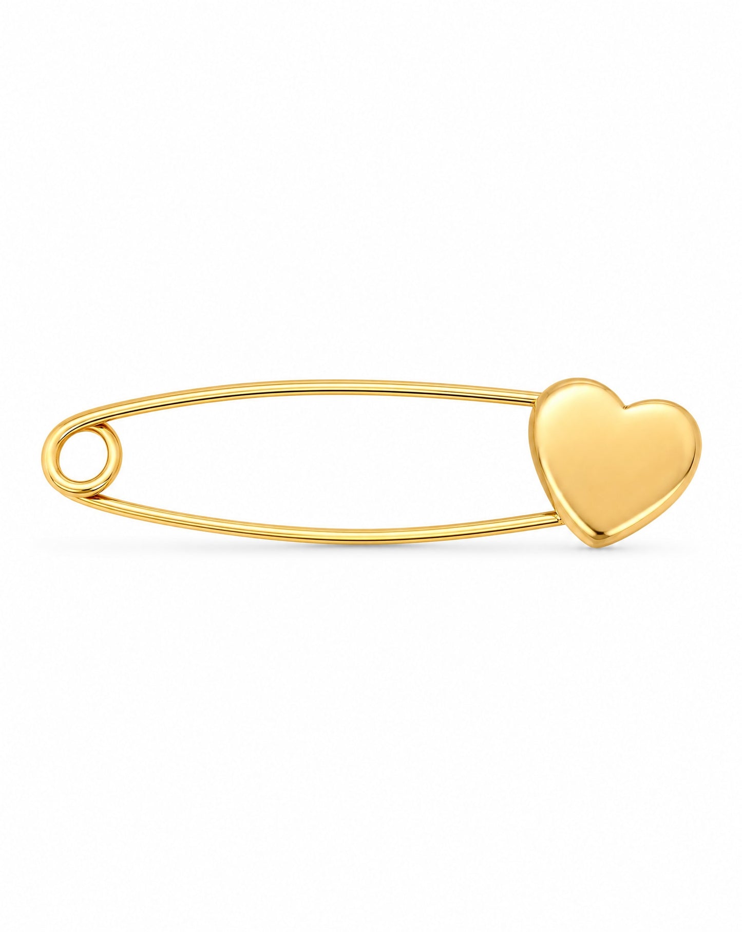 14k Yellow Gold Plain Heart Safety Pin