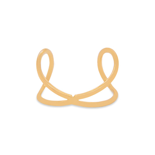 14K Yellow Gold Crisscross Earcuff