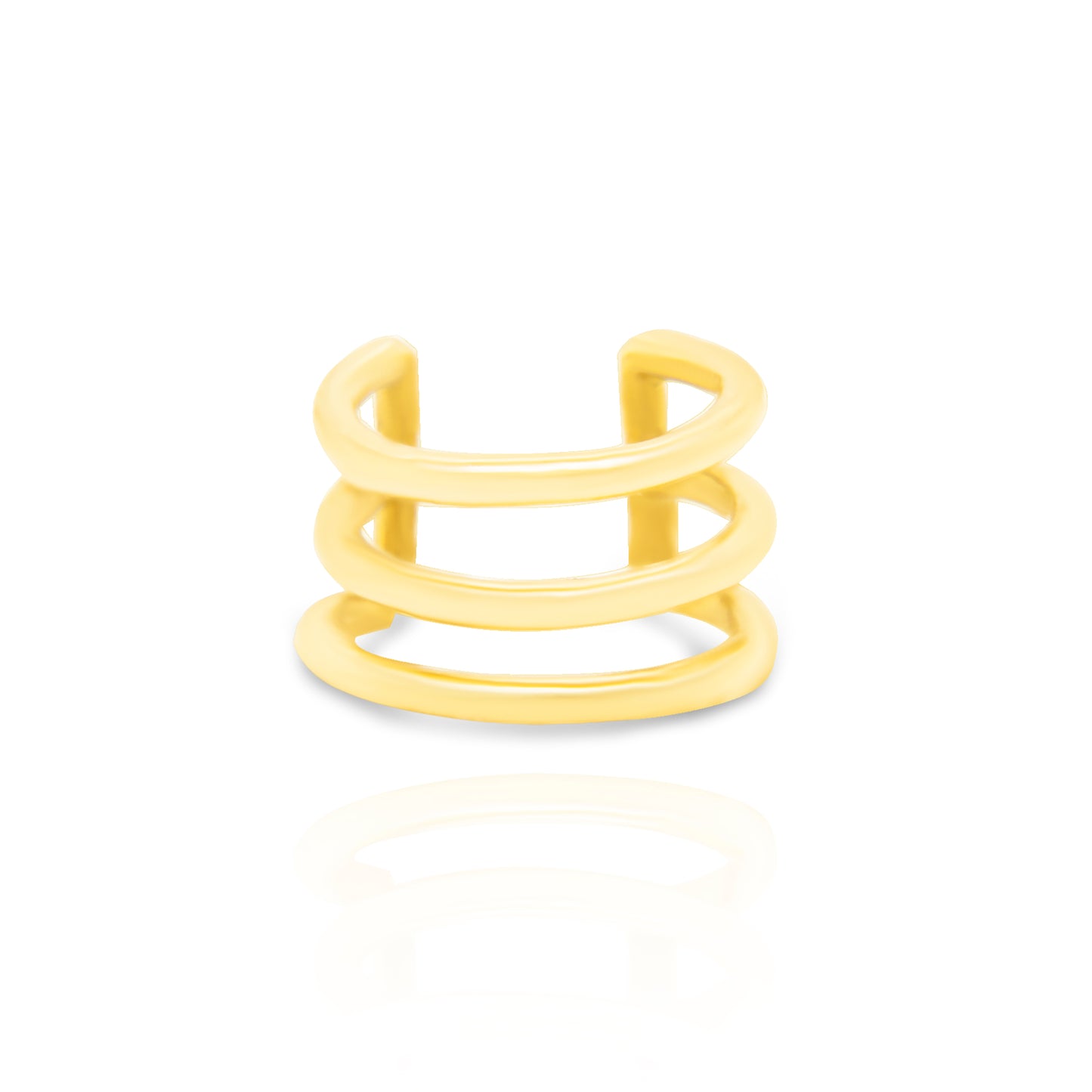 14K Yellow Gold Open Triple Band Ear Cuff