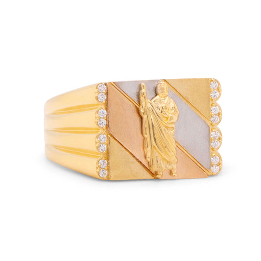 14K Tri-Color "San Benito" CZ Men's Ring