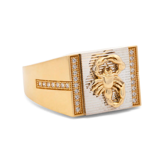 14K Two-Tones Scorpion with CZ Accents Men's Ring
