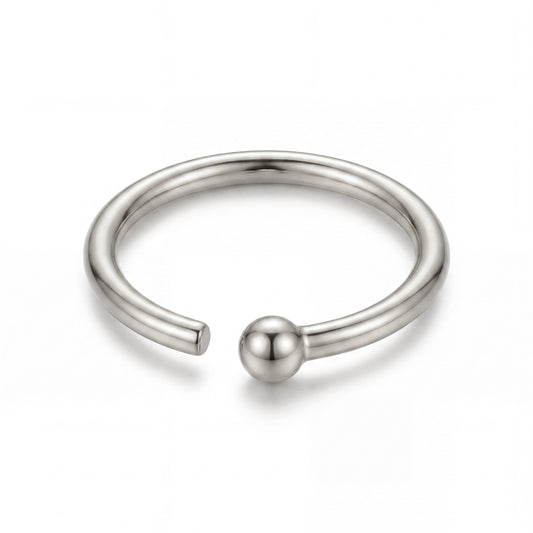 14K White Gold Medium Polished Ball End Nose Ring Hoop