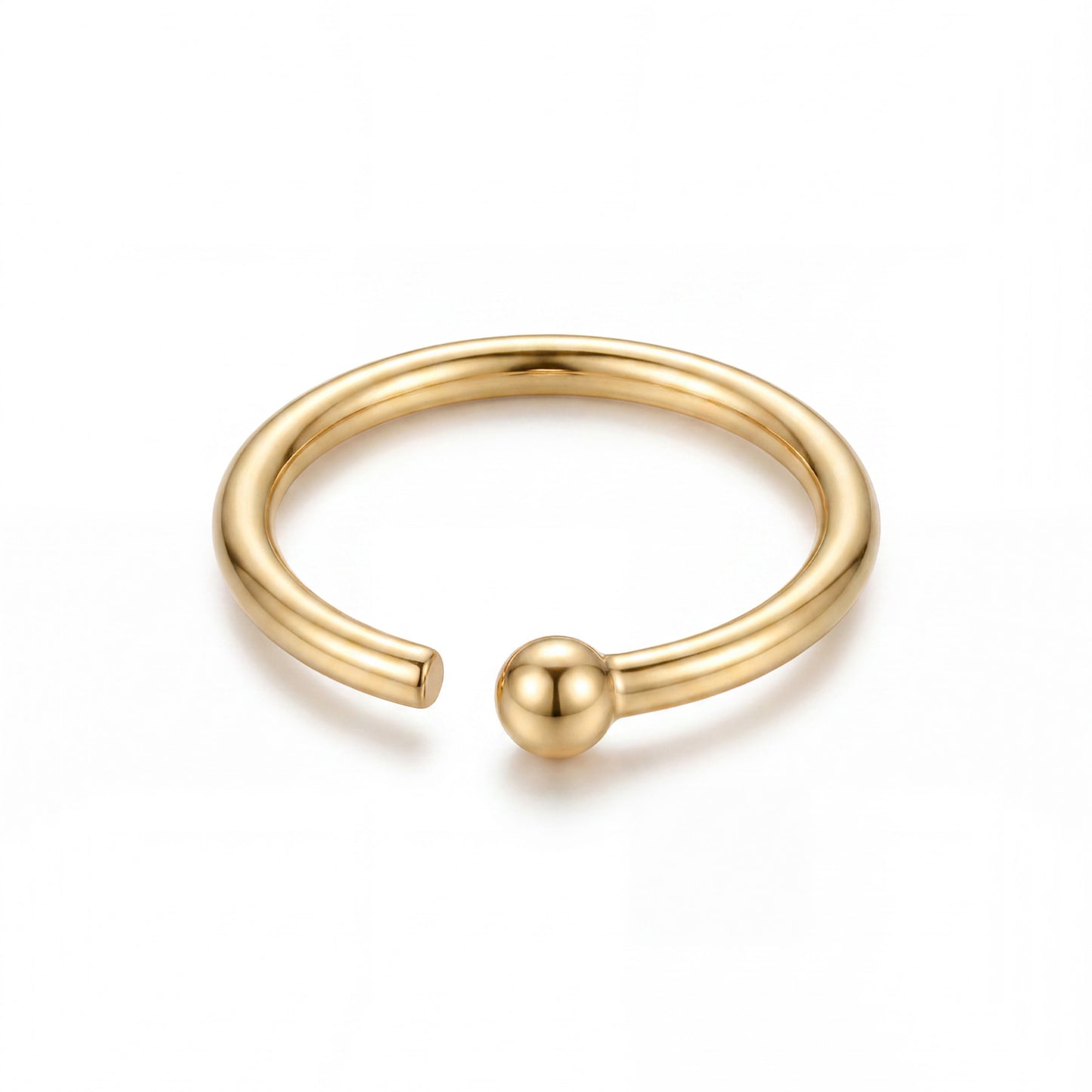 14K Yellow Gold Medium Polished Ball End Nose Ring Hoop