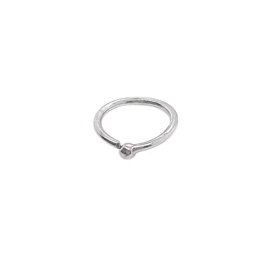 14K White Gold Small Polished Ball End Nose Ring Hoop