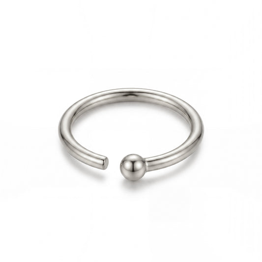 14K White Gold Small Polished Ball End Nose Ring Hoop