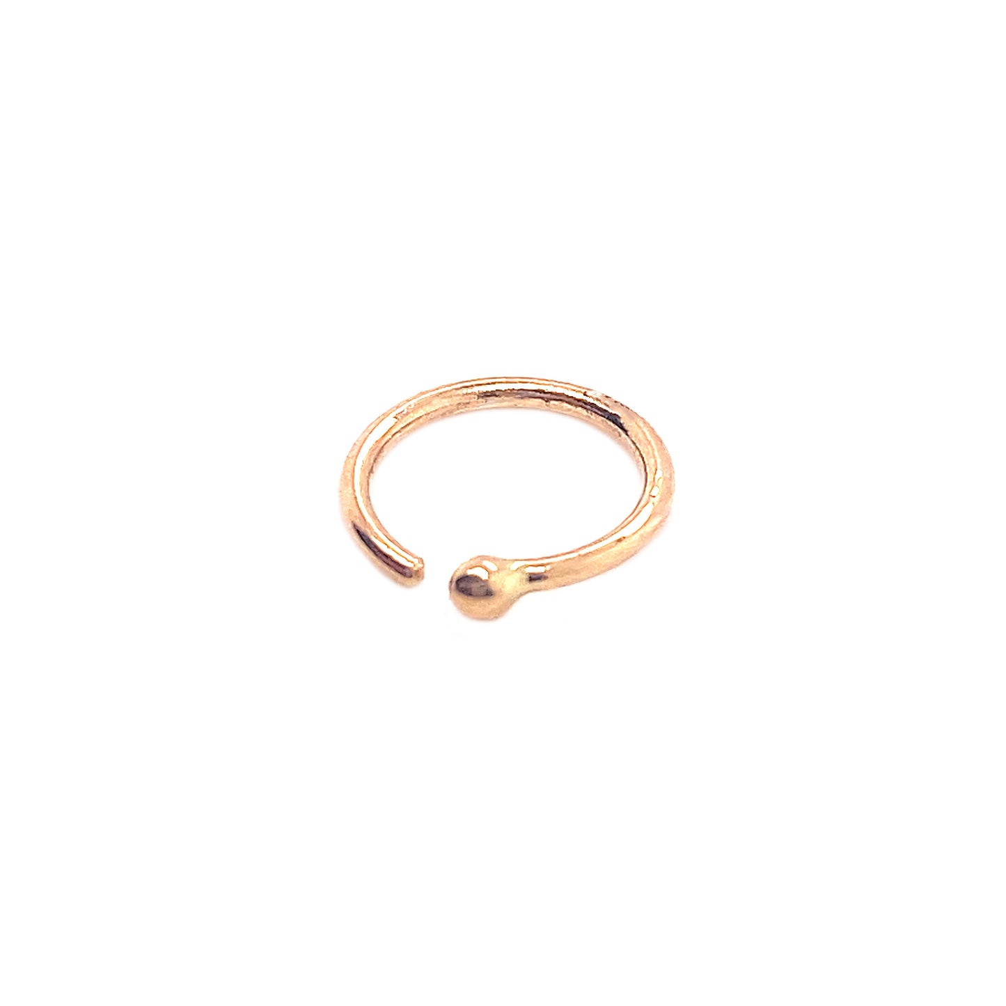 14K Yellow Gold Small Polished Ball End Nose Ring Hoop